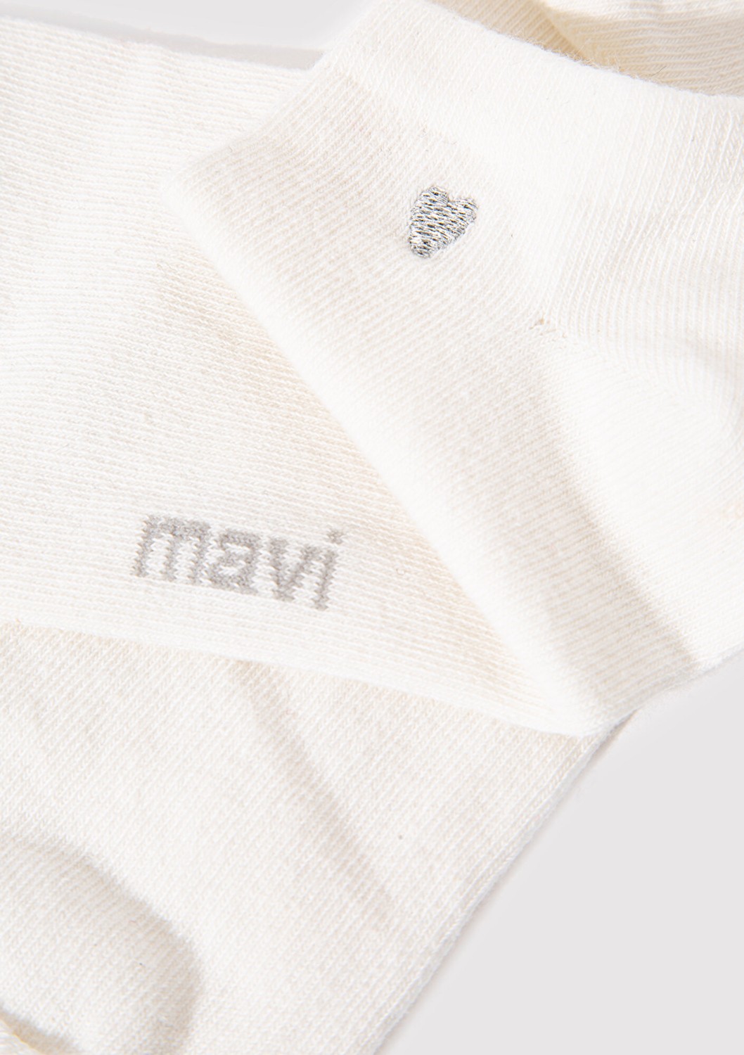 Mavi Kalp Nakış İşlemeli Ekru Patik Çorap 1912793-620 görsel 2