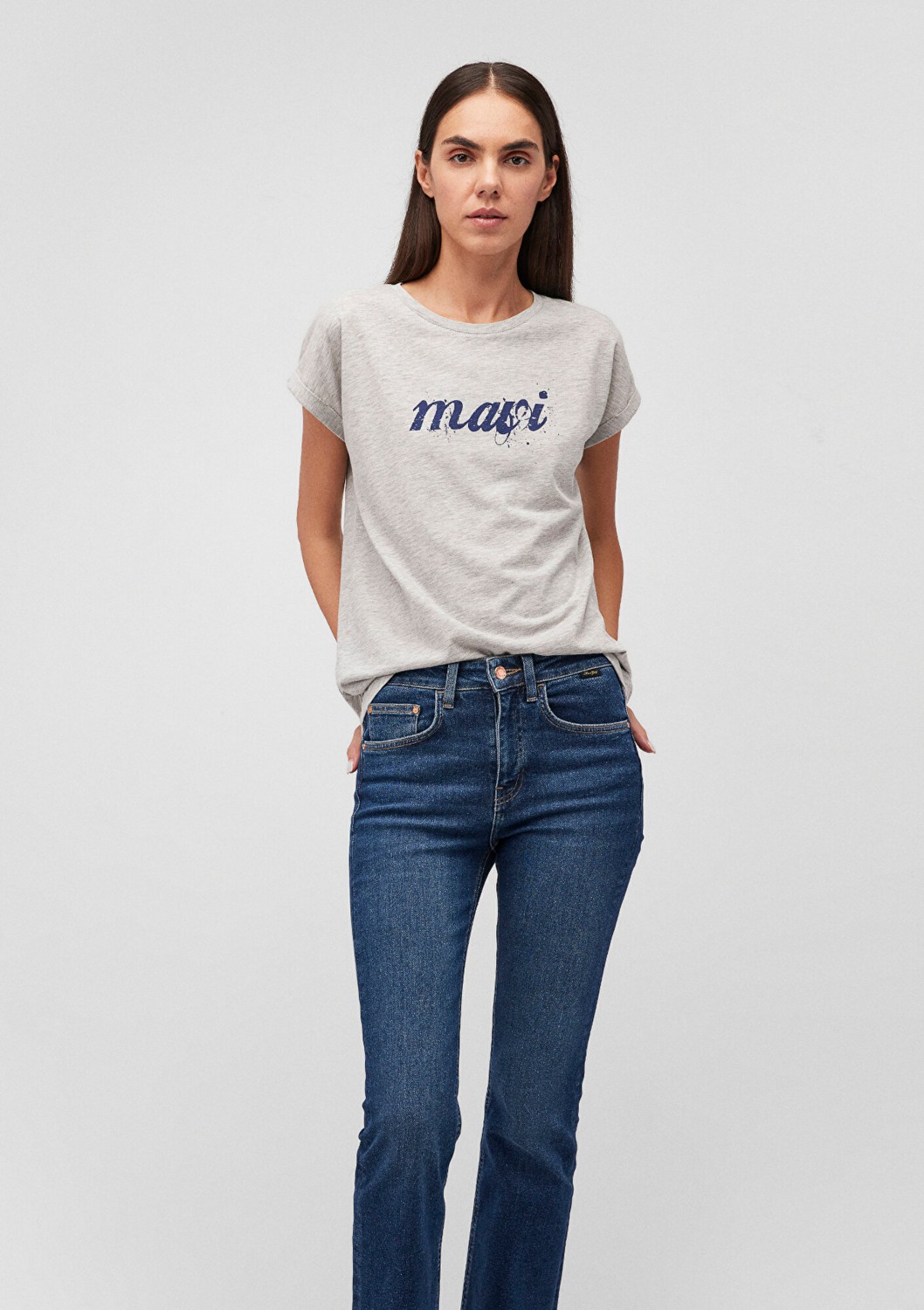 Mavi Logo Baskılı Gri Tişört 166422-25702 görsel 2