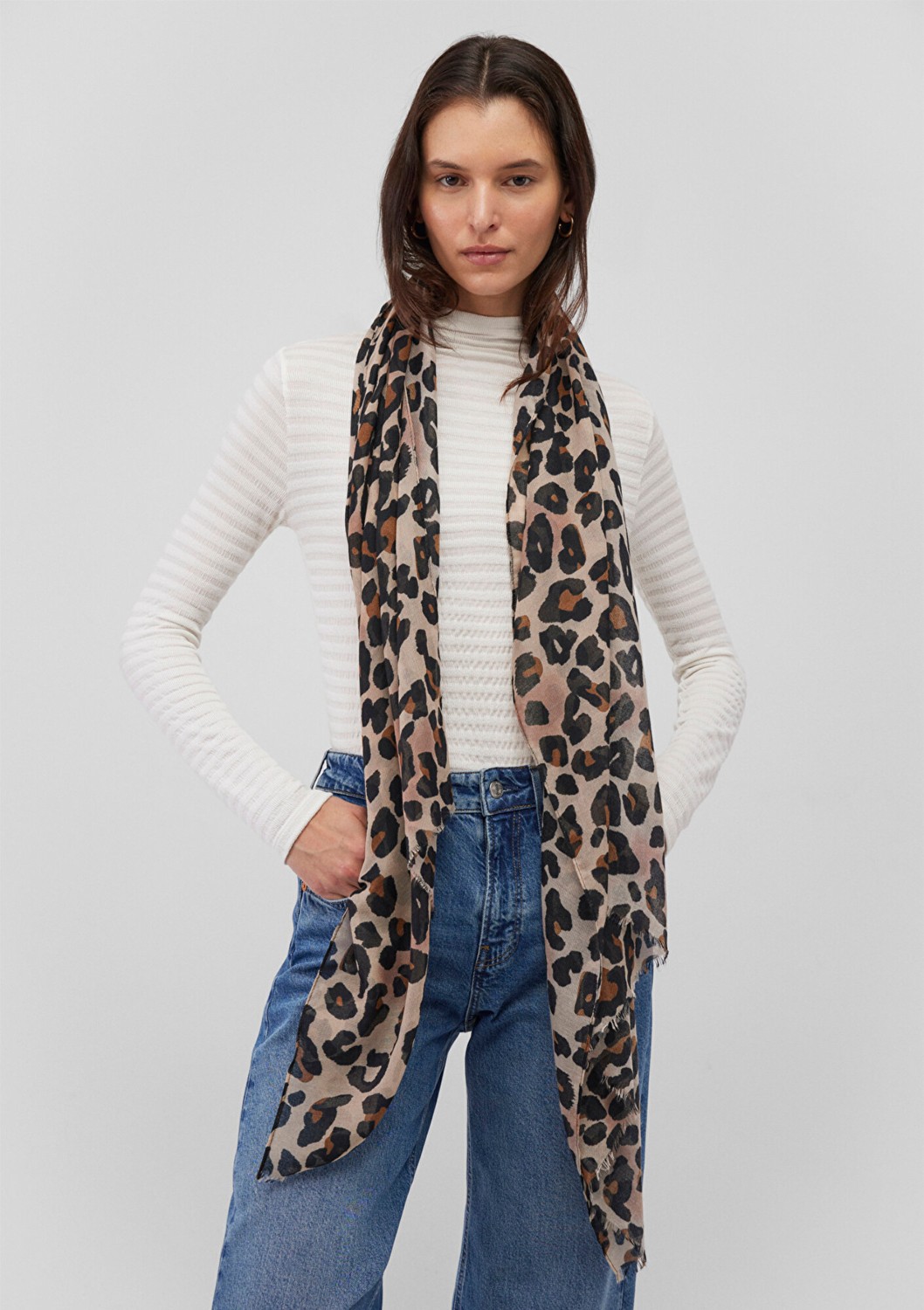 Mavi Leopar Desenli Şal 1912871-85397