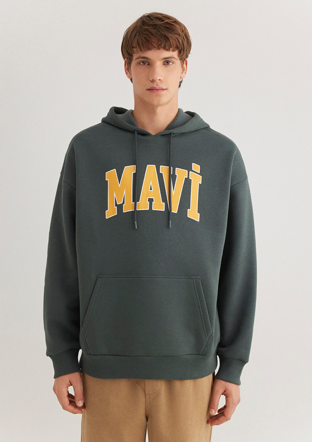 Mavi Logo Baskılı Kapüşonlu Yeşil Sweatshirt 067149-71598 Erkek görsel 3