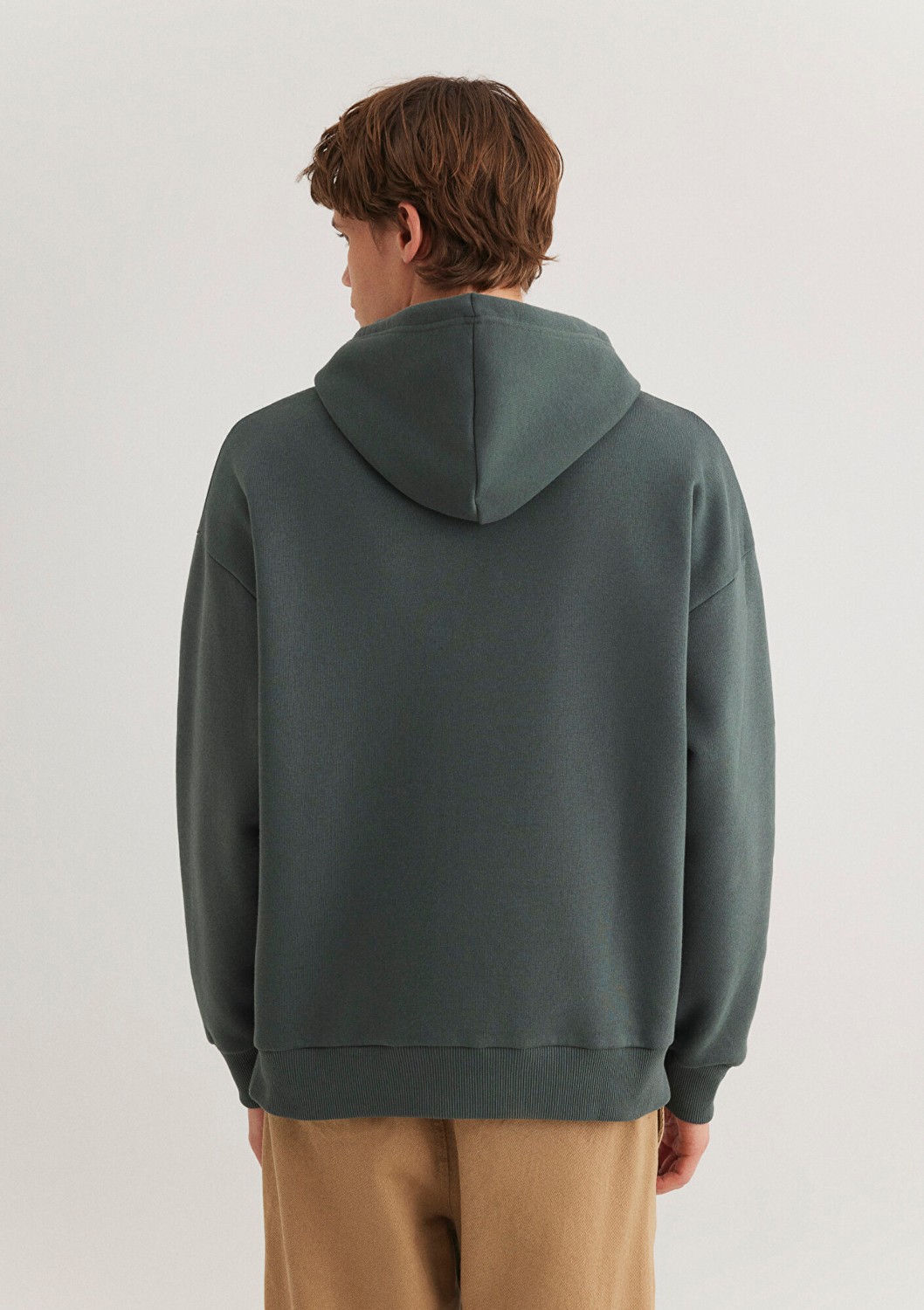Mavi Logo Baskılı Kapüşonlu Yeşil Sweatshirt 067149-71598 Erkek görsel 4