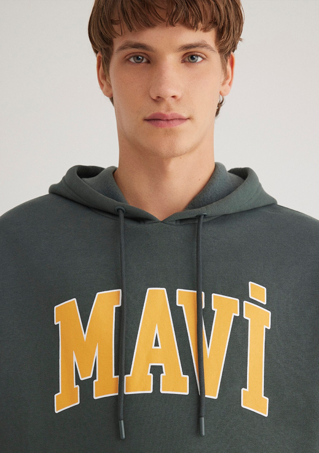 Mavi Logo Baskılı Kapüşonlu Yeşil Sweatshirt 067149-71598 Erkek görsel 5