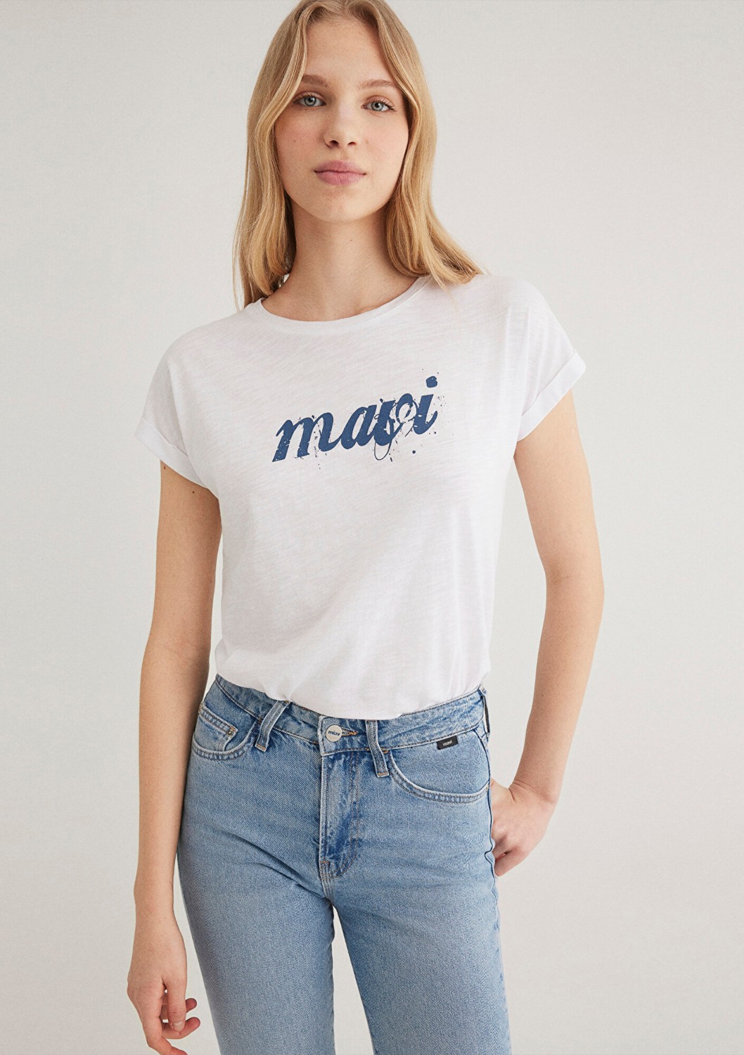 Mavi Logo Baskılı Beyaz Tişört 166422-620 görsel 3