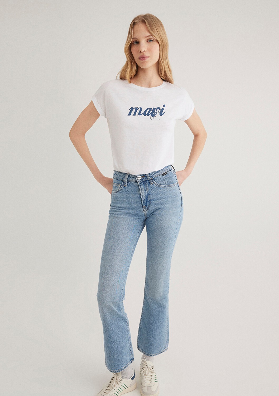 Mavi Logo Baskılı Beyaz Tişört 166422-620 görsel 4
