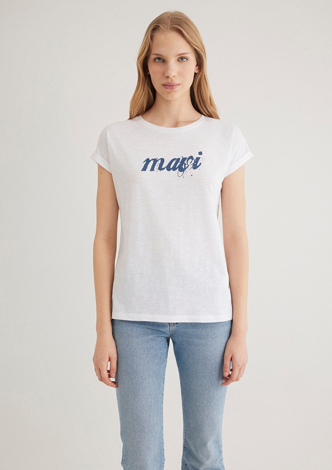 Mavi Logo Baskılı Beyaz Tişört 166422-620 görsel 5
