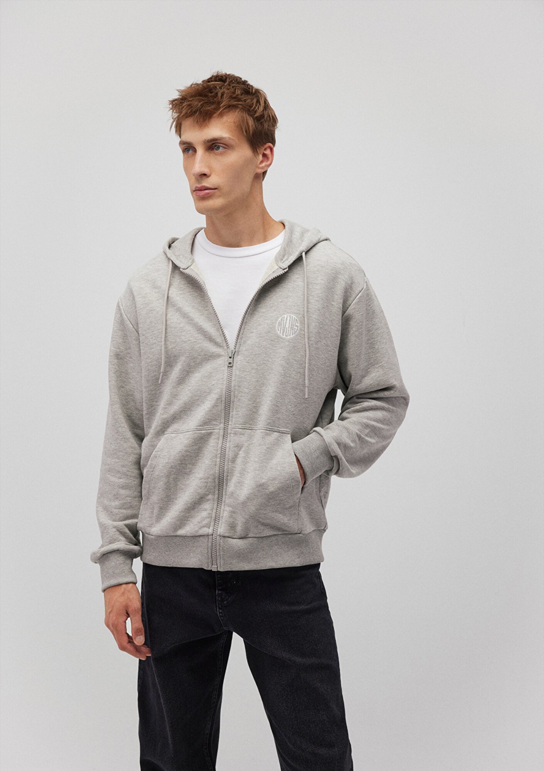 Mavi MVJNS Logo Baskılı Fermuarlı Kapüşonlu Gri Sweatshirt 0S10193-80196 görsel 2