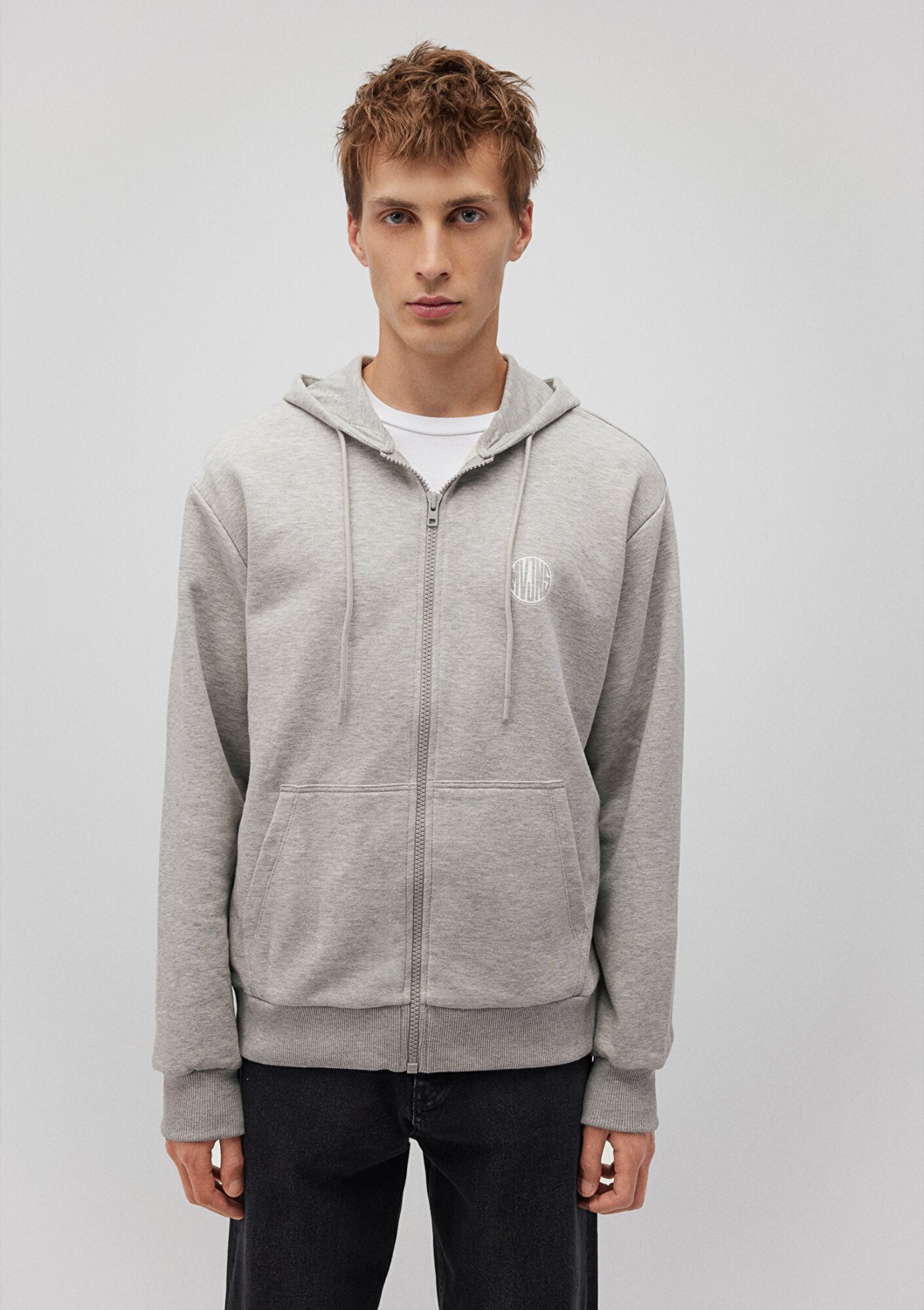 Mavi MVJNS Logo Baskılı Fermuarlı Kapüşonlu Gri Sweatshirt 0S10193-80196 görsel 3