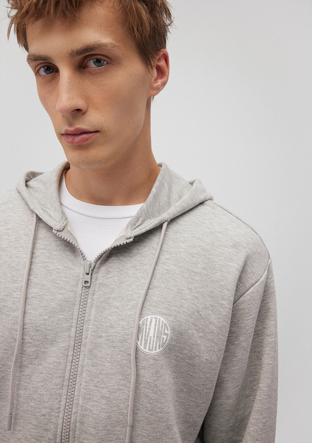 Mavi MVJNS Logo Baskılı Fermuarlı Kapüşonlu Gri Sweatshirt 0S10193-80196 görsel 5