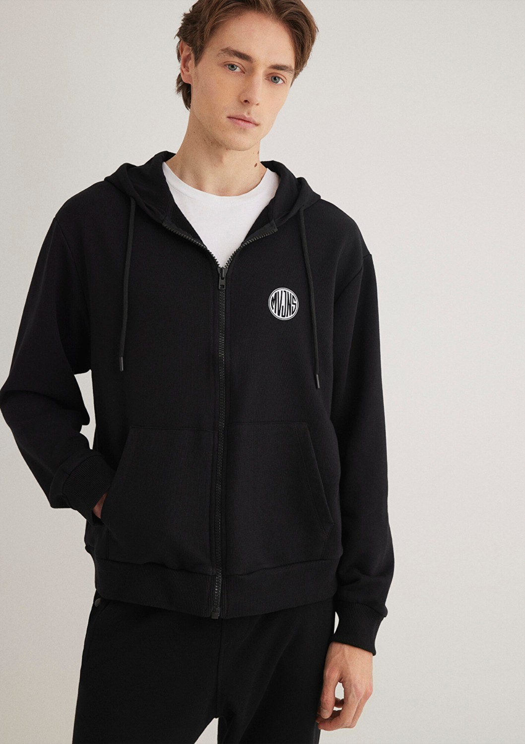 Mavi MVJNS Logo Baskılı Fermuarlı Kapüşonlu Siyah Sweatshirt 0S10193-900