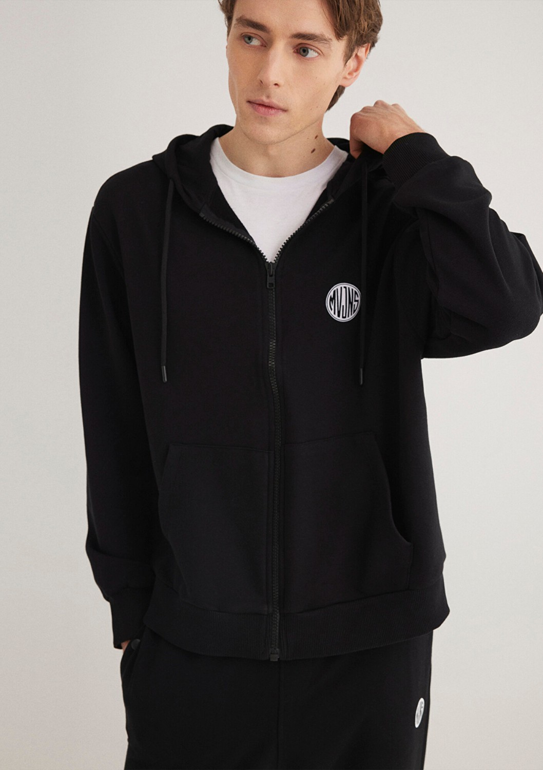 Mavi MVJNS Logo Baskılı Fermuarlı Kapüşonlu Siyah Sweatshirt 0S10193-900 görsel 3
