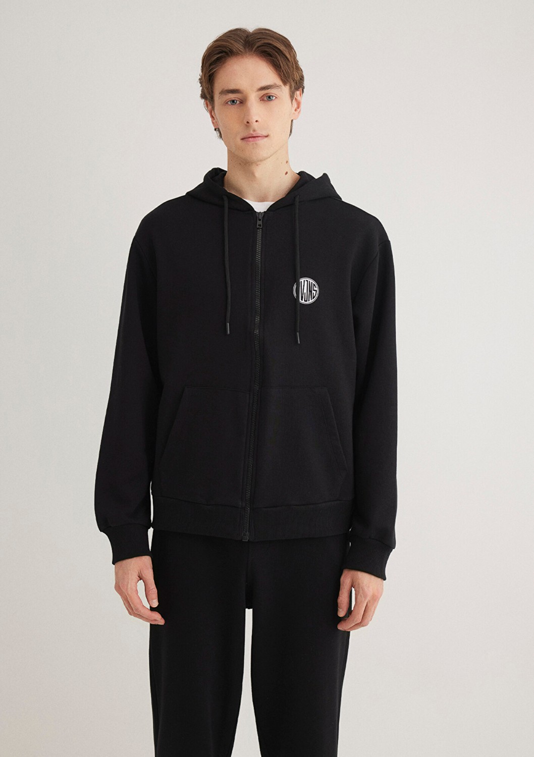 Mavi MVJNS Logo Baskılı Fermuarlı Kapüşonlu Siyah Sweatshirt 0S10193-900 görsel 4