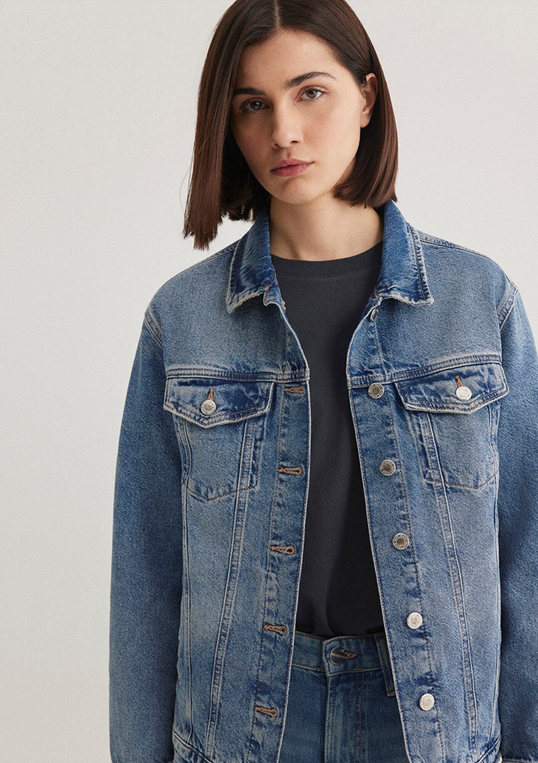 Mavi Karla 90lar İndigo Mavisi Jean Ceket 110154-30868 görsel 3