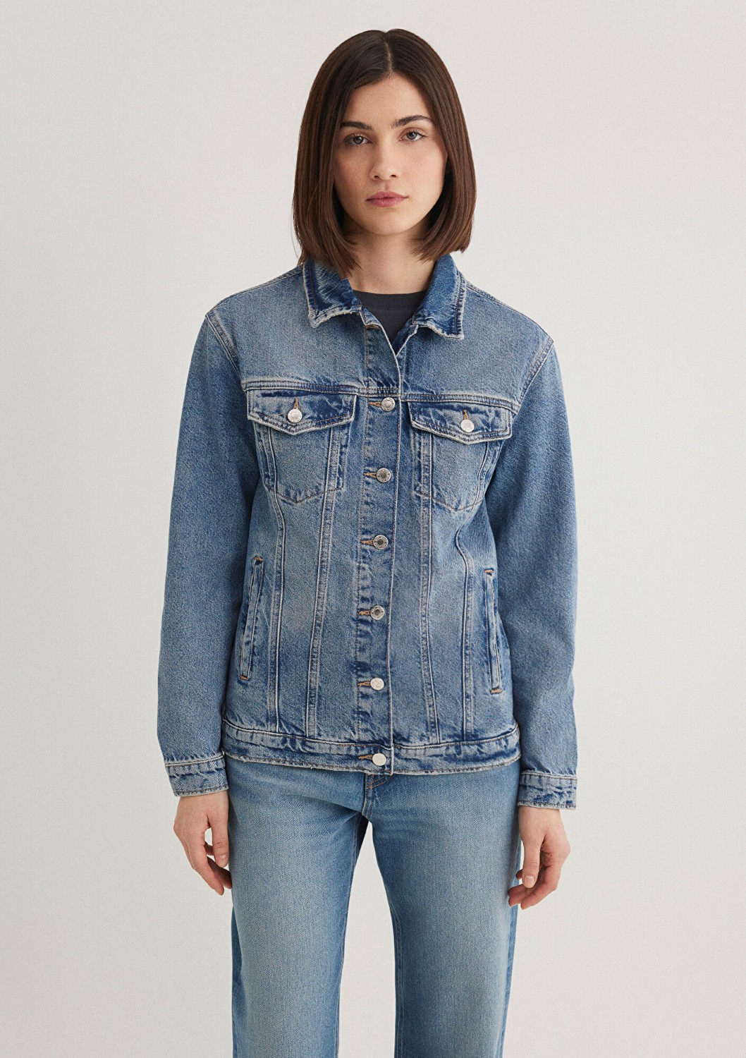 Mavi Karla 90lar İndigo Mavisi Jean Ceket 110154-30868 görsel 4