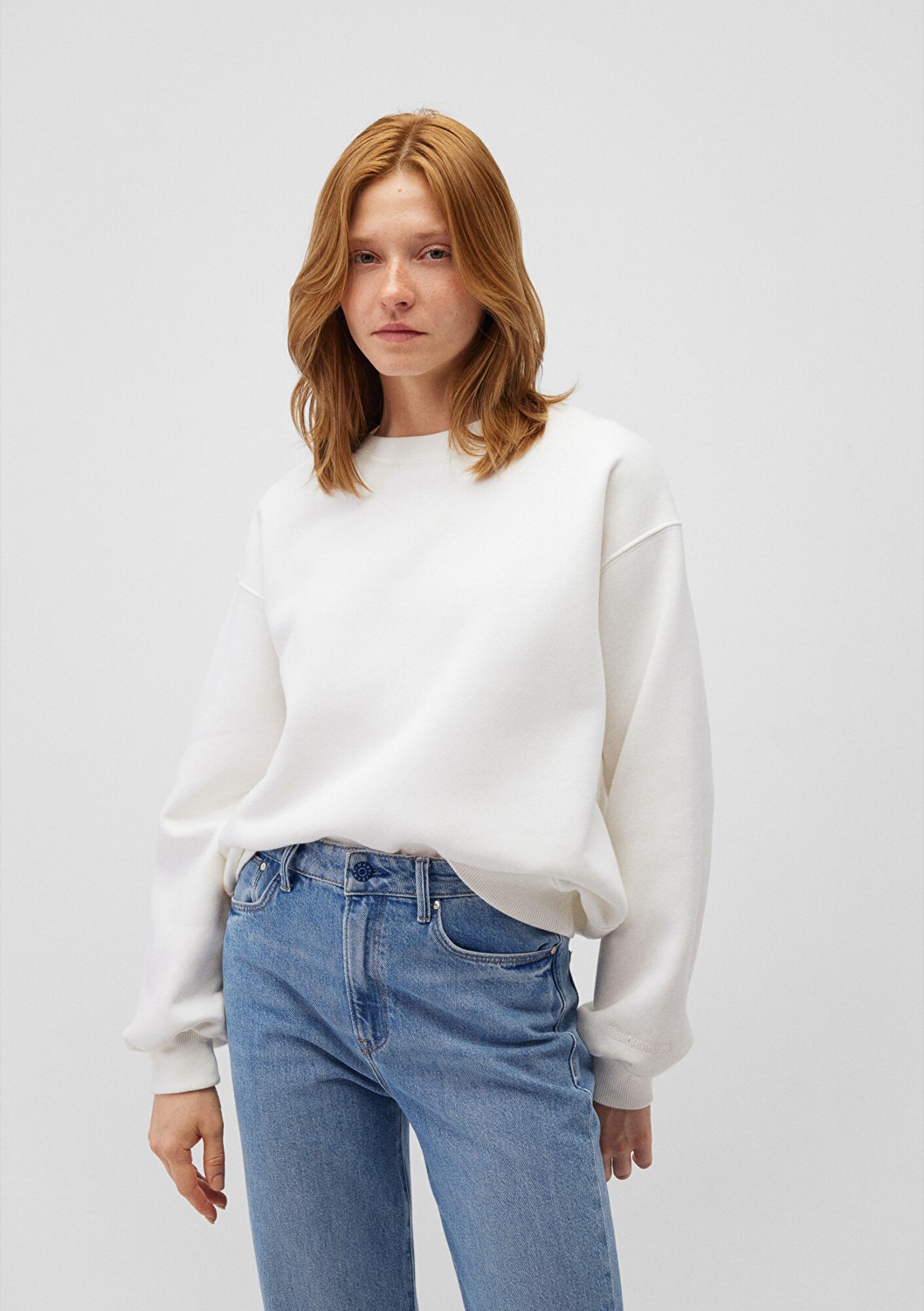 Mavi Bisiklet Yaka Beyaz Basic Sweatshirt 1610198-70057 görsel 2