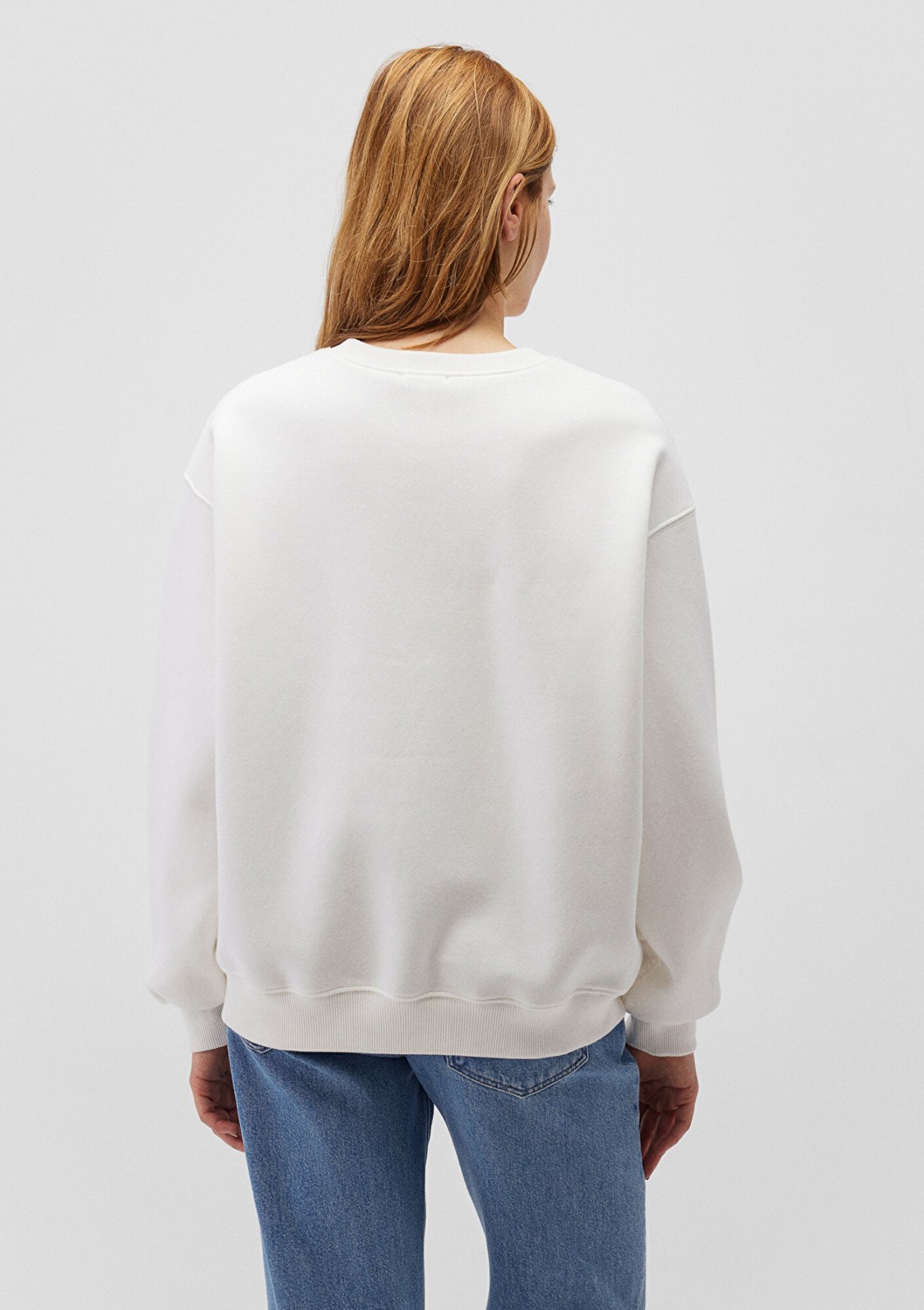 Mavi Bisiklet Yaka Beyaz Basic Sweatshirt 1610198-70057 görsel 4