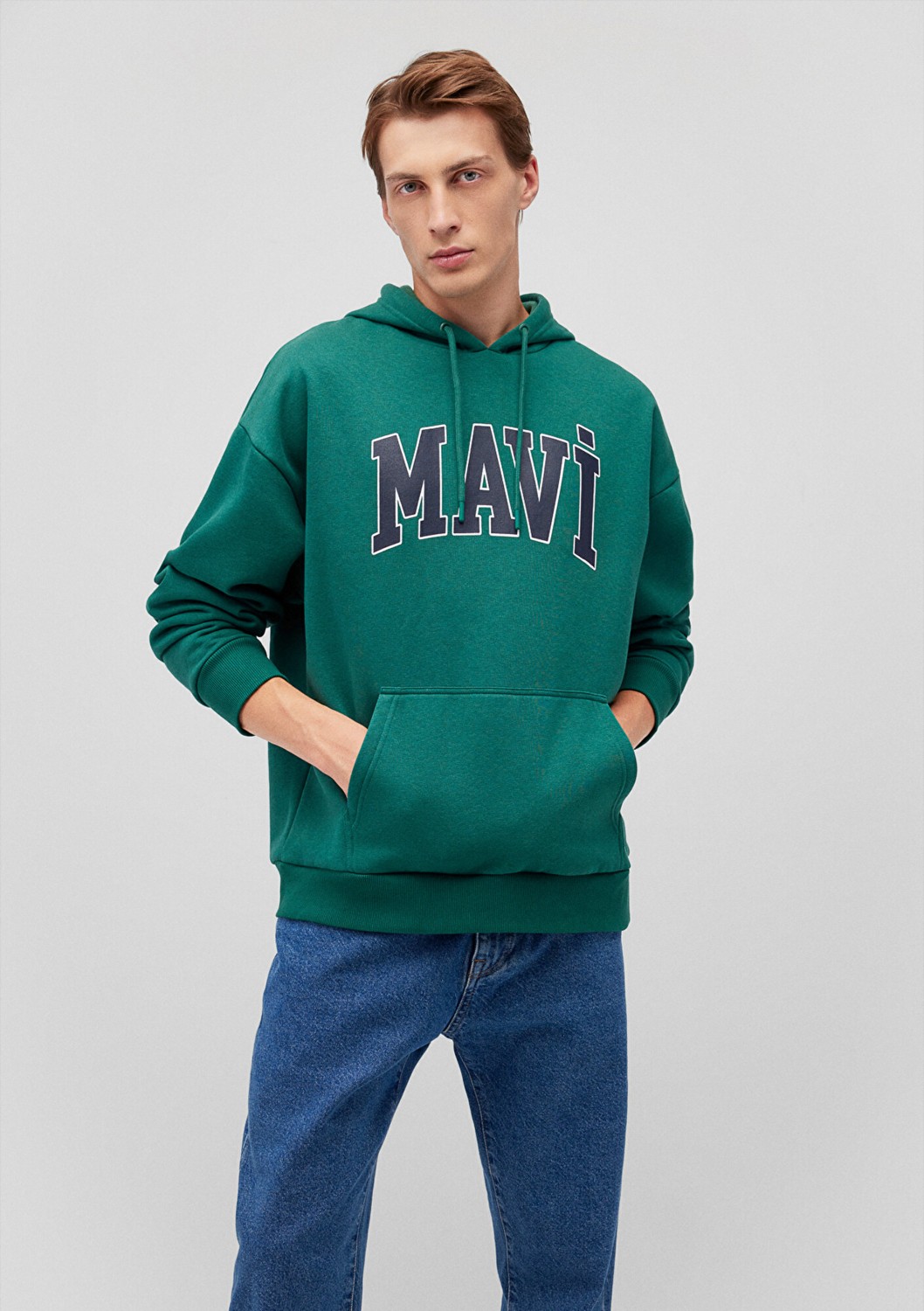 Mavi Logo Baskılı Kapüşonlu Yeşil Sweatshirt 067149-71874