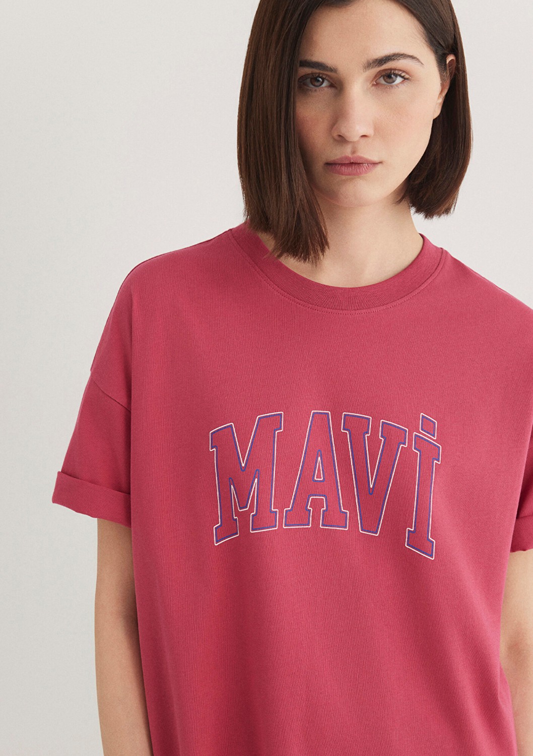 Mavi Logo Baskılı Pembe Tişört 1611193-70931