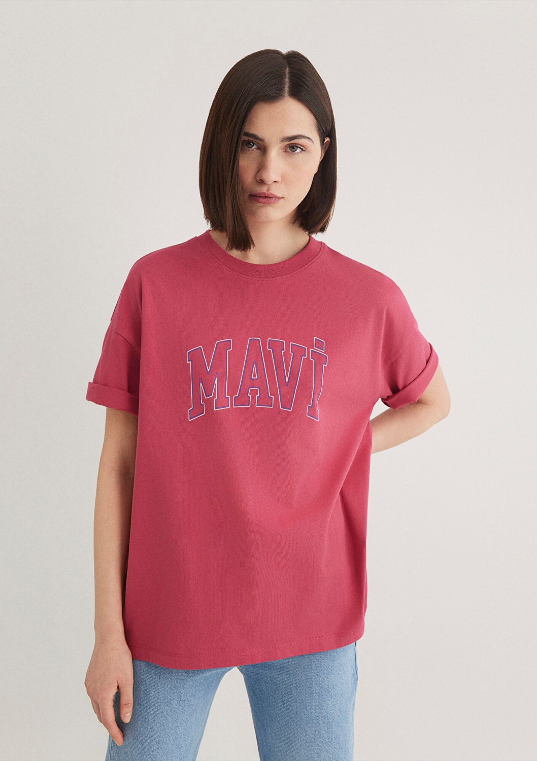 Mavi Logo Baskılı Pembe Tişört 1611193-70931 görsel 2