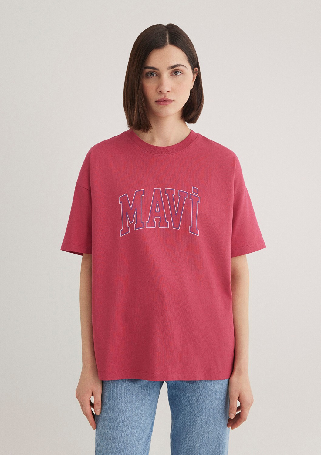 Mavi Logo Baskılı Pembe Tişört 1611193-70931 görsel 4