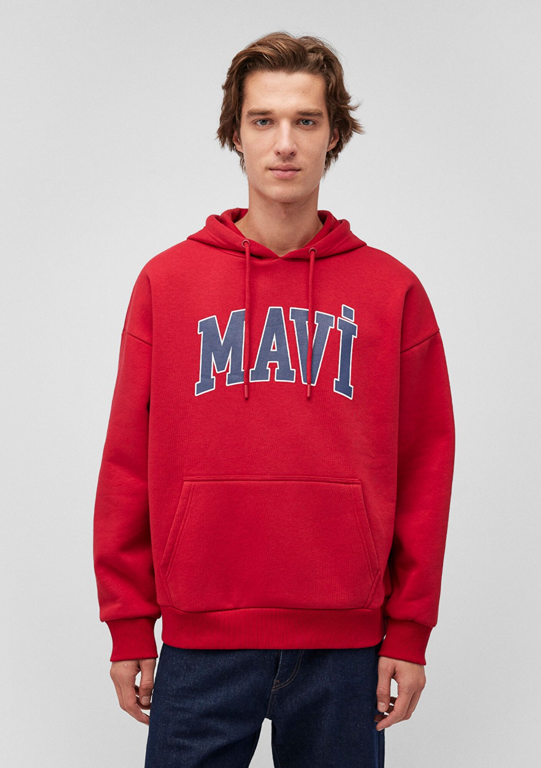 Mavi Logo Baskılı Kapüşonlu Kırmızı Sweatshirt 067149-70464 görsel 3