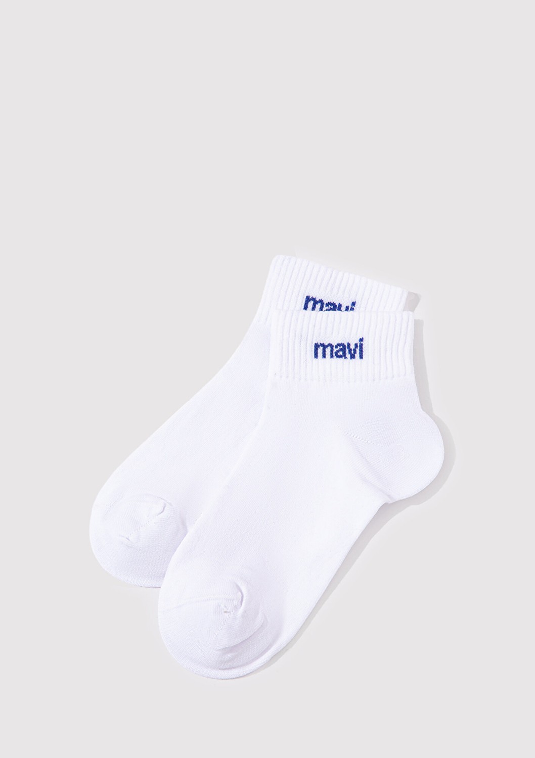 Mavi Logo Detaylı Beyaz Patik Çorap 1910331-620