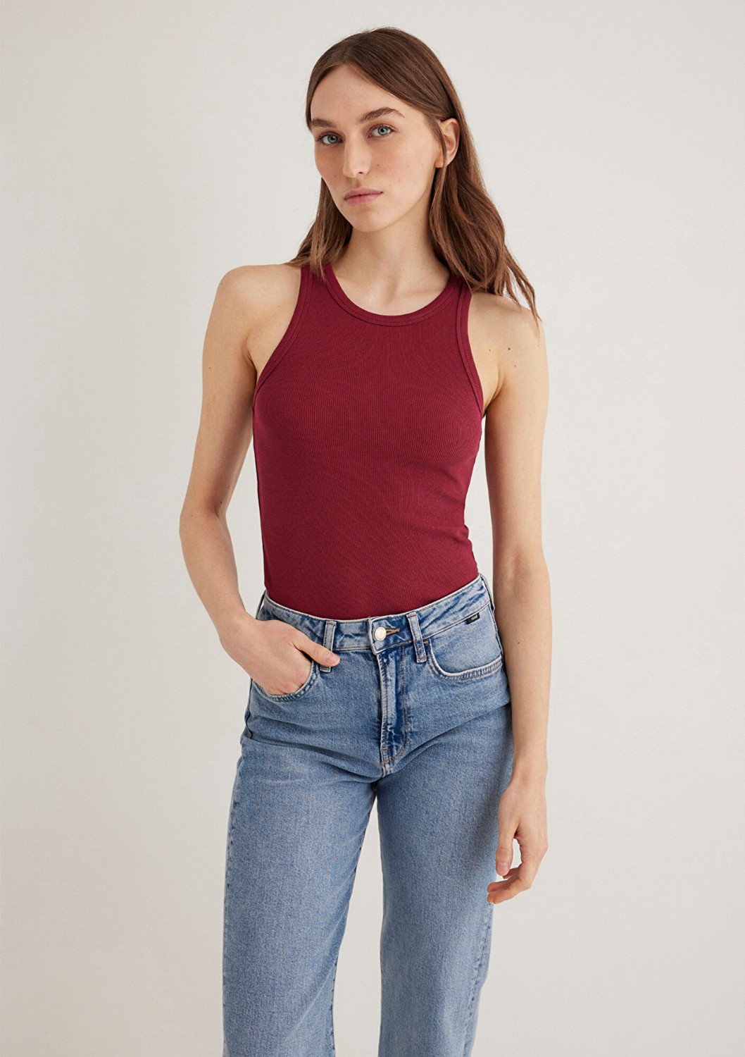 Mavi Halter Yaka Bordo Basic Atlet 1612462-70430 görsel 2