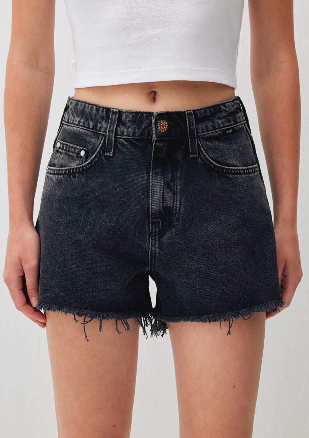 Mavi Cherry 90lar Antrasit Jean Şort 1410022-87071 görsel 6