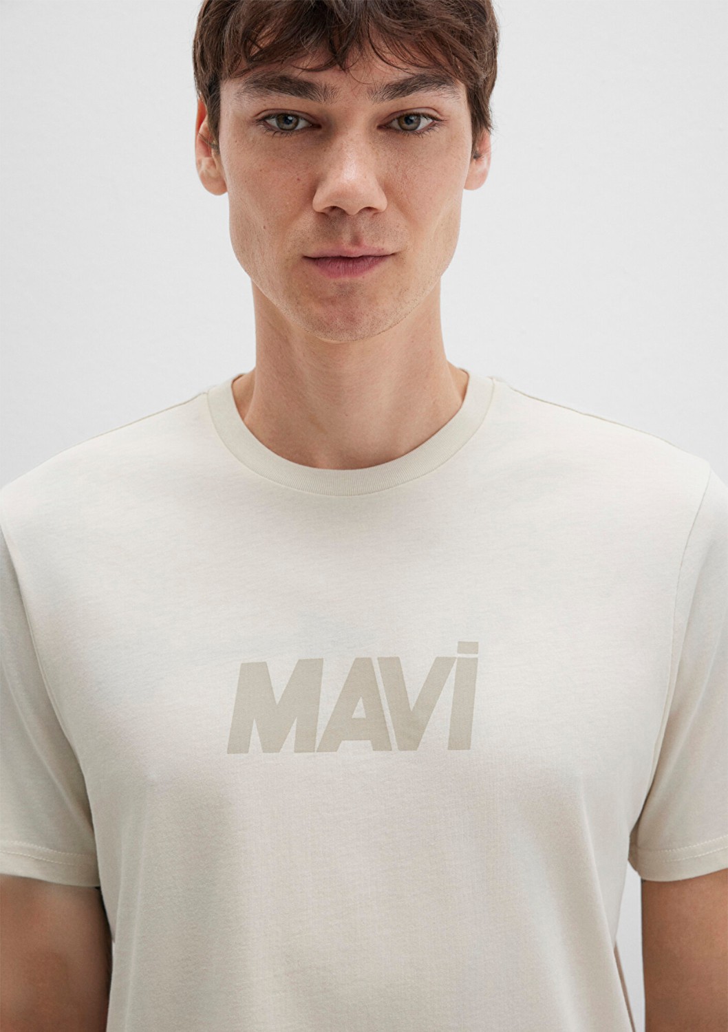 Mavi Logo Baskılı Bej Tişört 0612896-70134 görsel 6