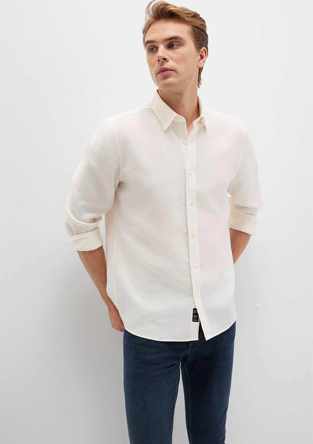 Mavi Ekru (TENCEL™) Liyosel Karışımlı Gömlek 0211659-70057
