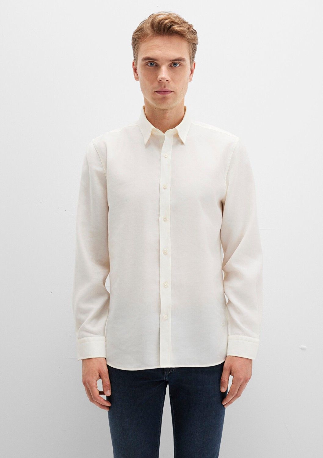 Mavi Ekru (TENCEL™) Liyosel Karışımlı Gömlek 0211659-70057 görsel 3