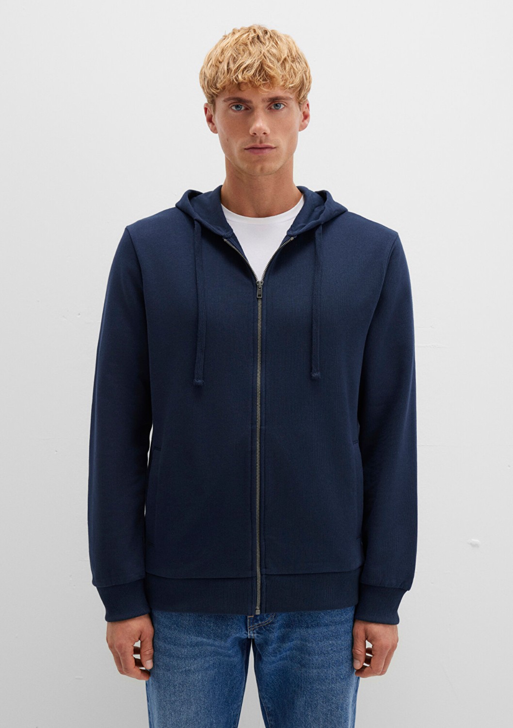 Mavi Kapüşonlu Fermuarlı Lacivert Basic Sweatshirt 0S10423-70490 görsel 3