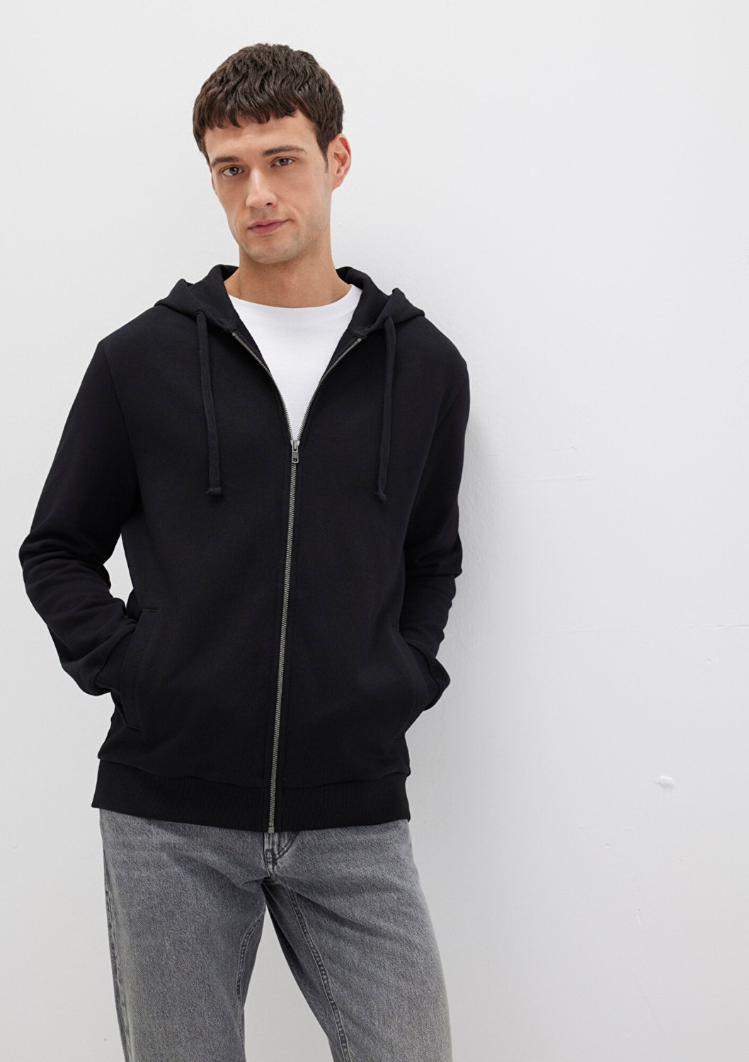 Mavi Kapüşonlu Fermuarlı Siyah Basic Sweatshirt 0S10423-900 görsel 3
