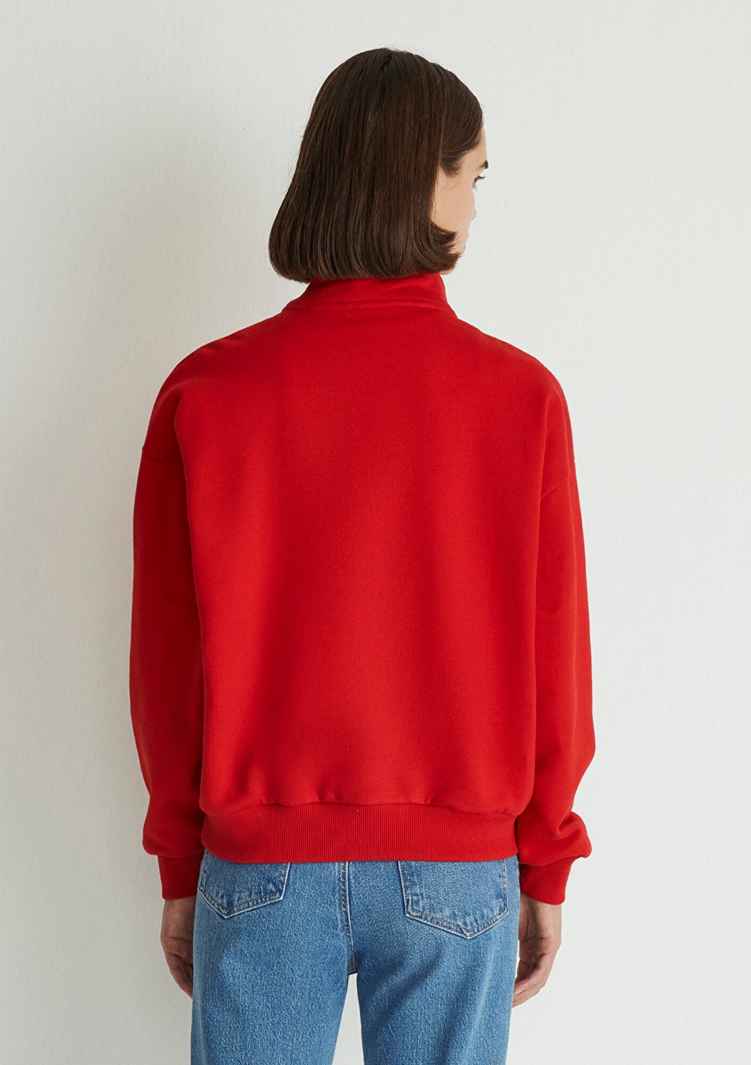 Mavi Logo Baskılı Yarı Fermuarlı Kırmızı Sweatshirt 1S10179-86417 görsel 3