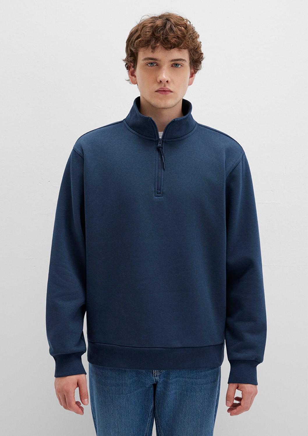 Mavi Yarı Fermuarlı Lacivert Basic Sweatshirt 0S10278-70490 görsel 3
