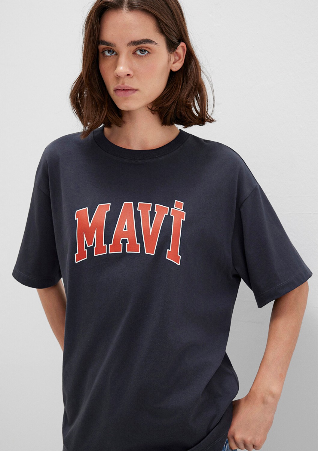 Mavi Logo Baskılı Antrasit Tişört 1600843-82185 görsel 7