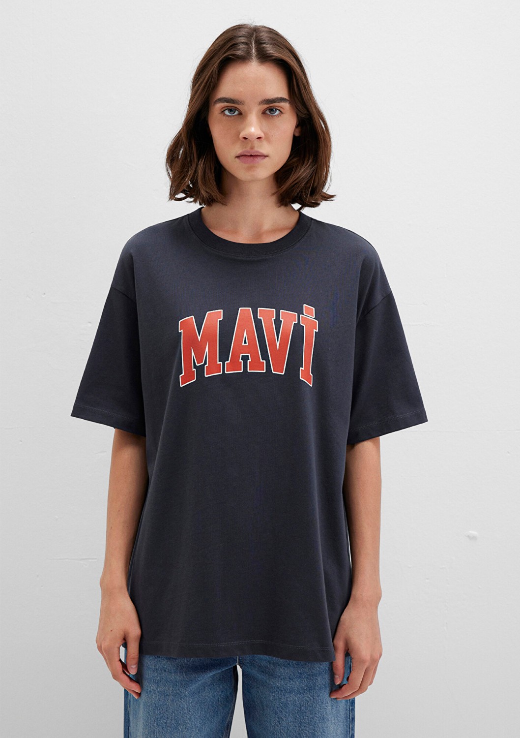 Mavi Logo Baskılı Antrasit Tişört 1600843-82185 görsel 8