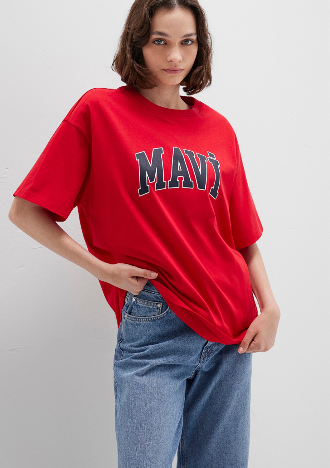 Mavi Logo Baskılı Kırmızı Tişört 1600843-82054 görsel 8
