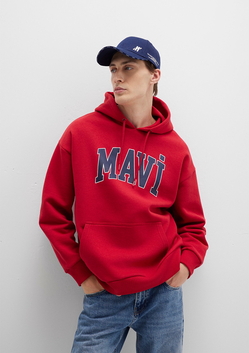 Mavi Logo Baskılı Kapüşonlu Kırmızı Sweatshirt 067149-70464 görsel 8