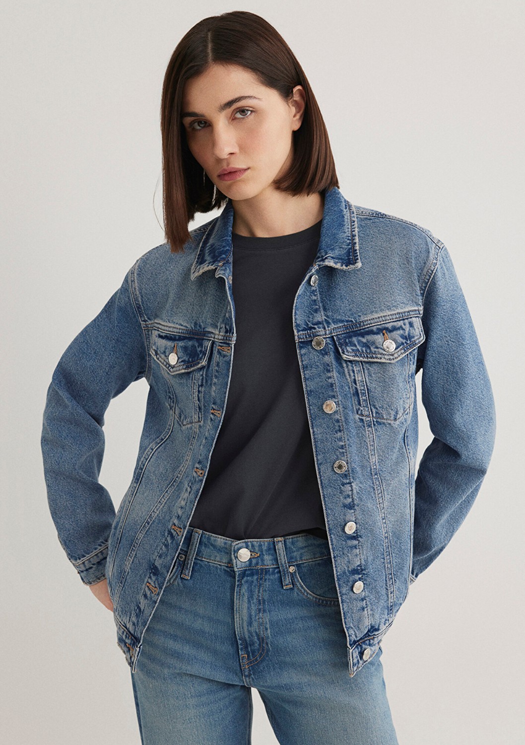 Mavi Karla 90lar İndigo Mavisi Jean Ceket 110154-30868 görsel 8