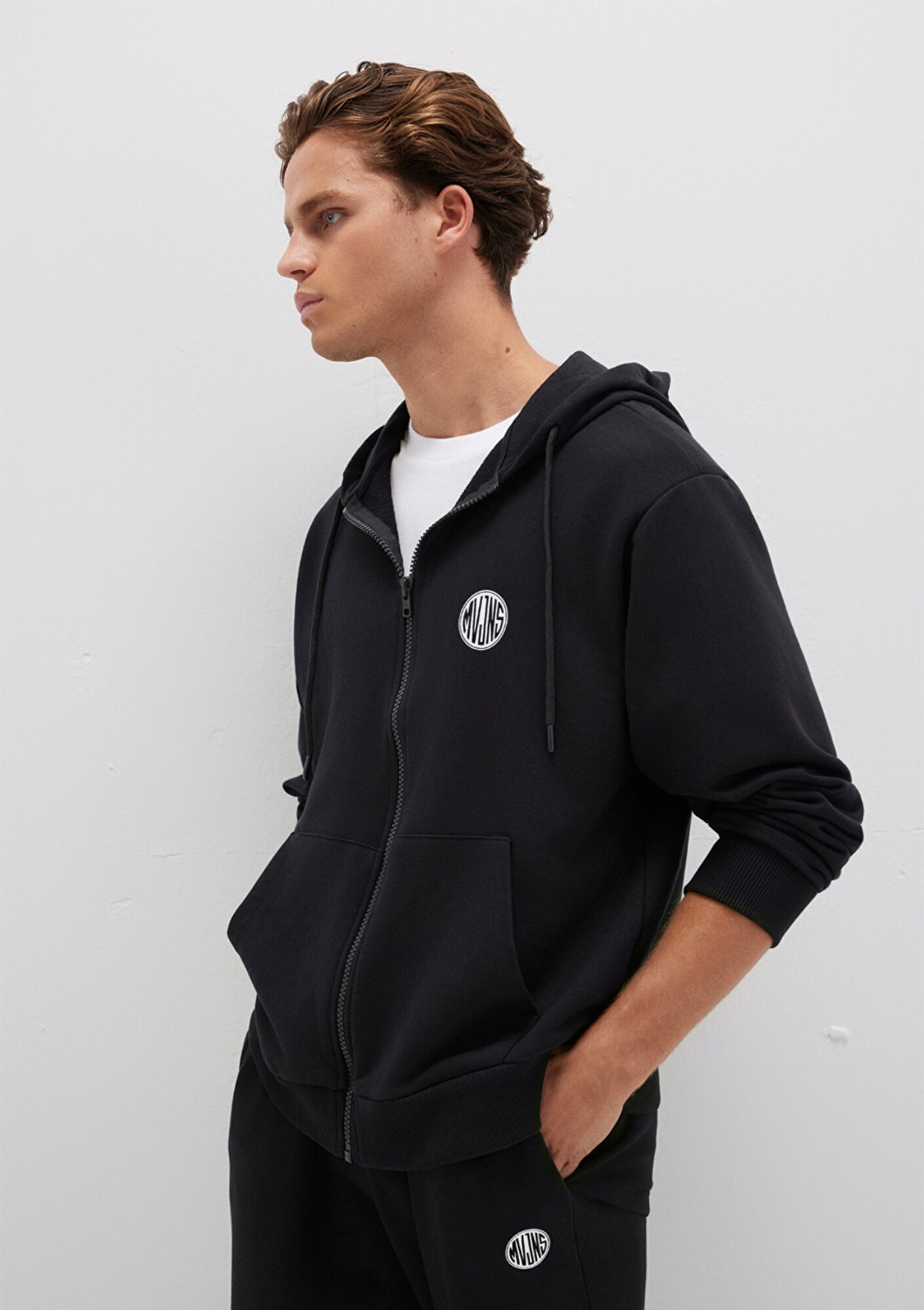 Mavi MVJNS Logo Baskılı Fermuarlı Kapüşonlu Siyah Sweatshirt 0S10193-900 görsel 8