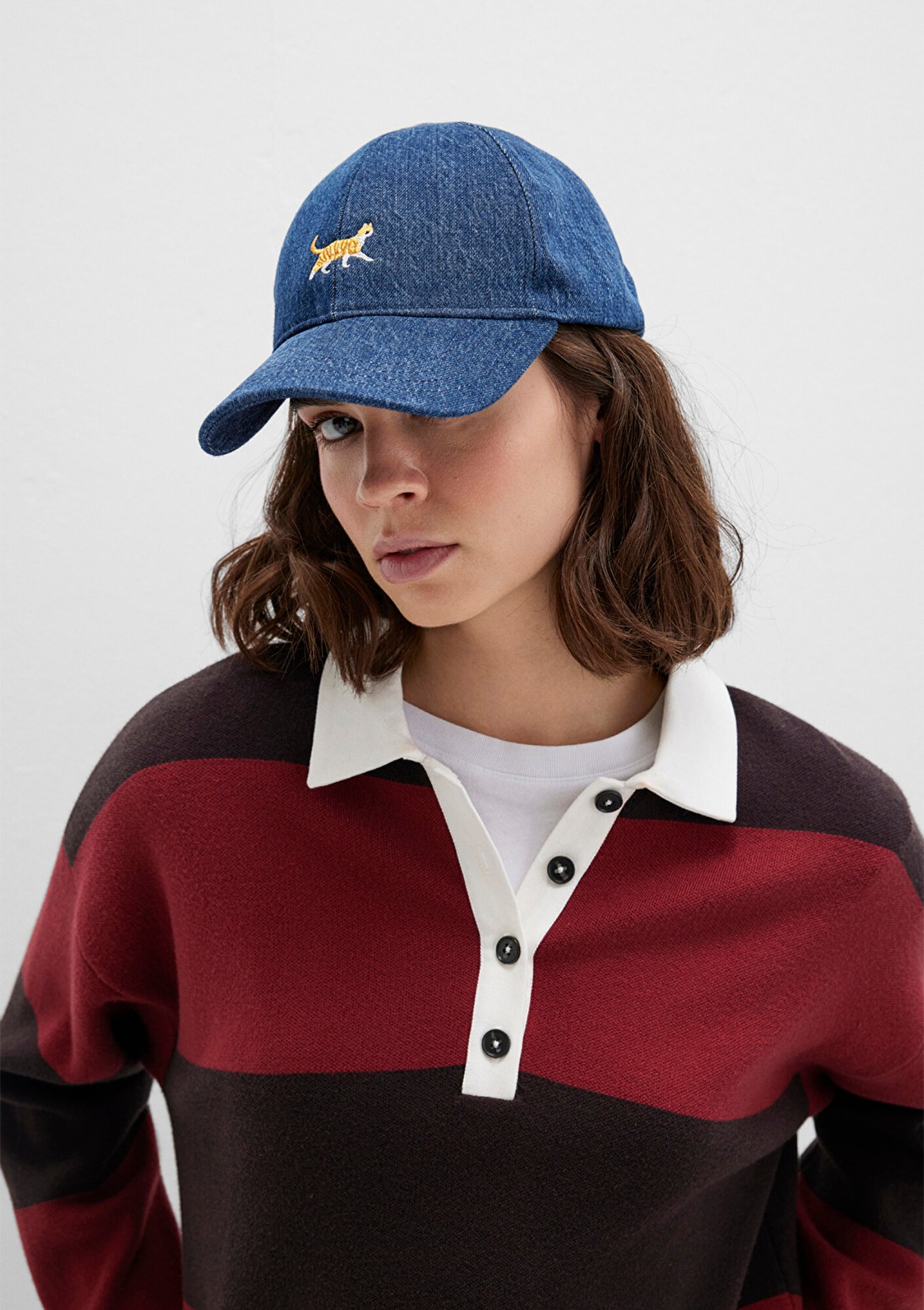 Mavi Kedi Nakışlı Denim Şapka 1913012-10241 görsel 6