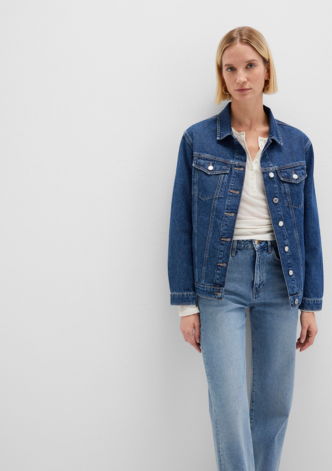 Mavi Karla 90s Koyu Mavi Jean Ceket 110154-91001 görsel 8
