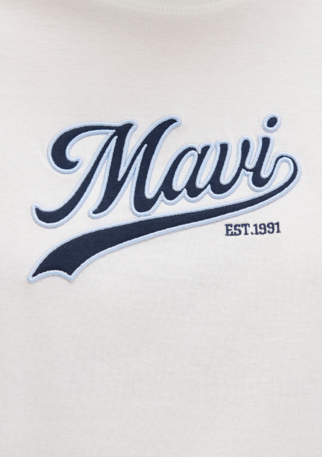 Mavi Logo Baskılı Ekru Tişört 1613565-80194 görsel 7