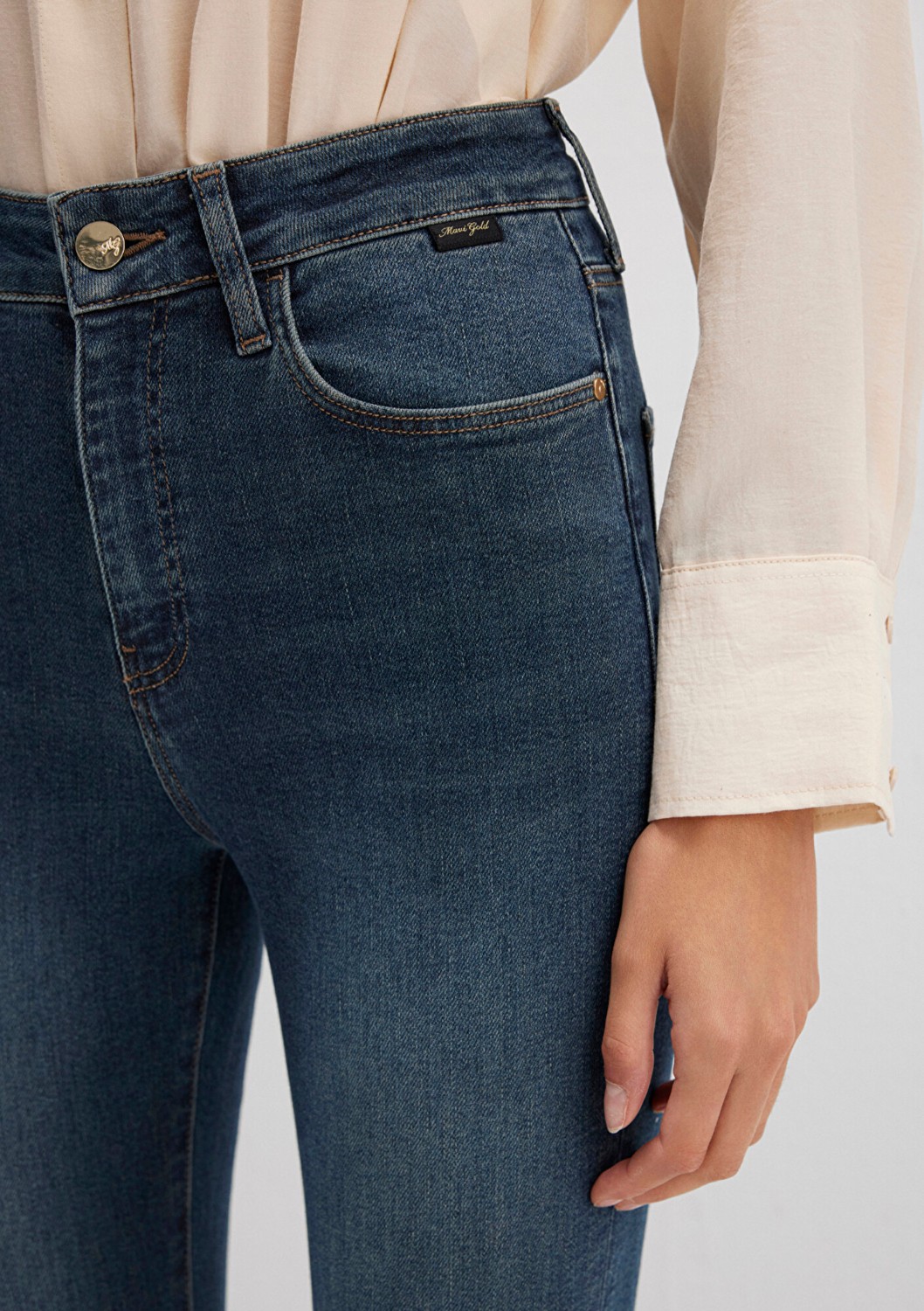 Mavi Serenay Gold Premium Gölgeli Koyu Mavi Jean Pantolon 100980-90530 görsel 5