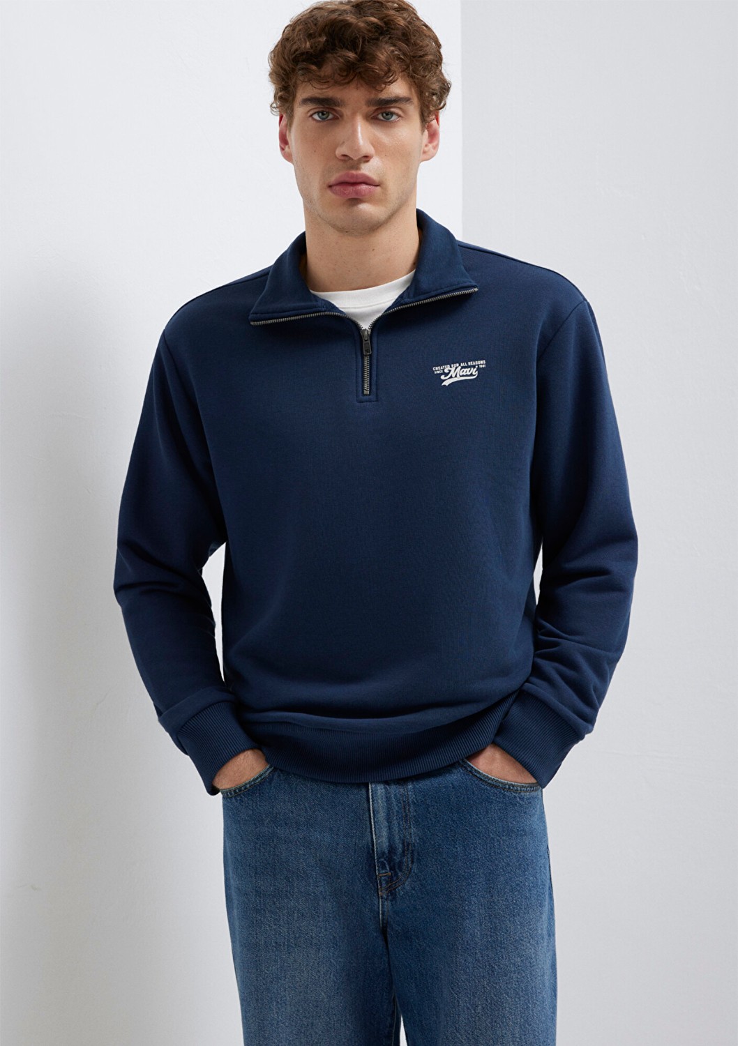 Mavi Yarı Fermuarlı Lacivert Sweatshirt 0S10465-70497 görsel 2