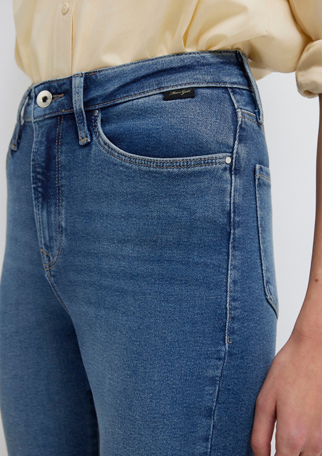 Mavi Star Gold Shape Puslu Koyu Mavi Jean Pantolon 101077-90534 görsel 6
