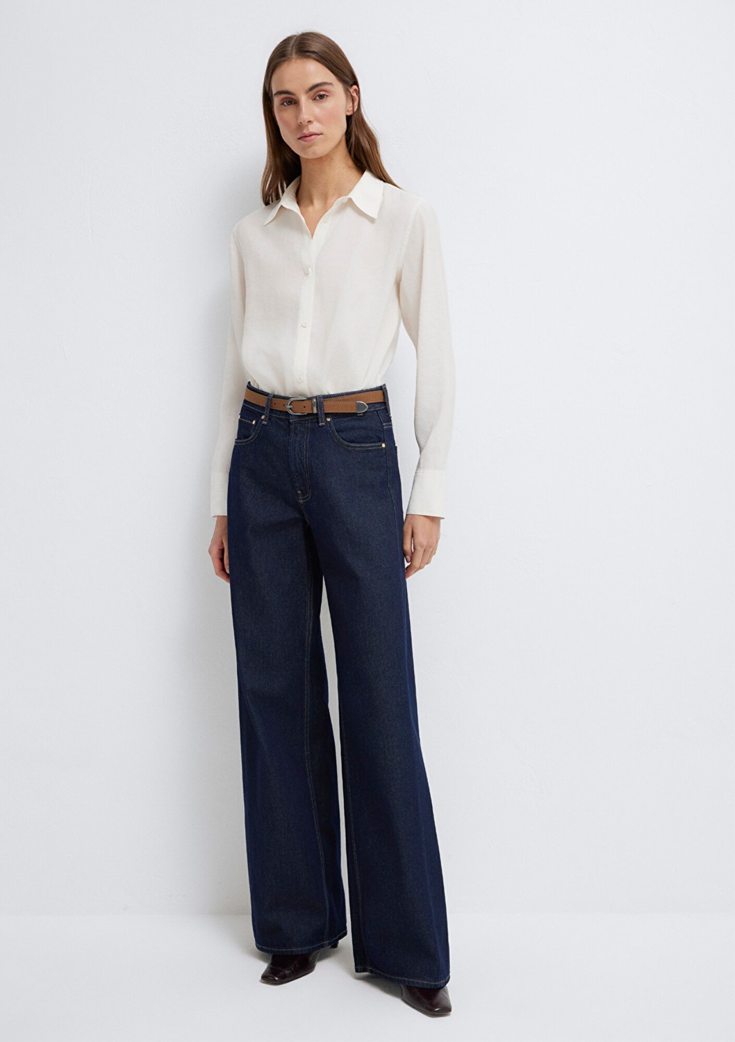 Mavi Ekru (TENCEL™) Liyosel Karışımlı Gömlek 1211374-70057 görsel 2