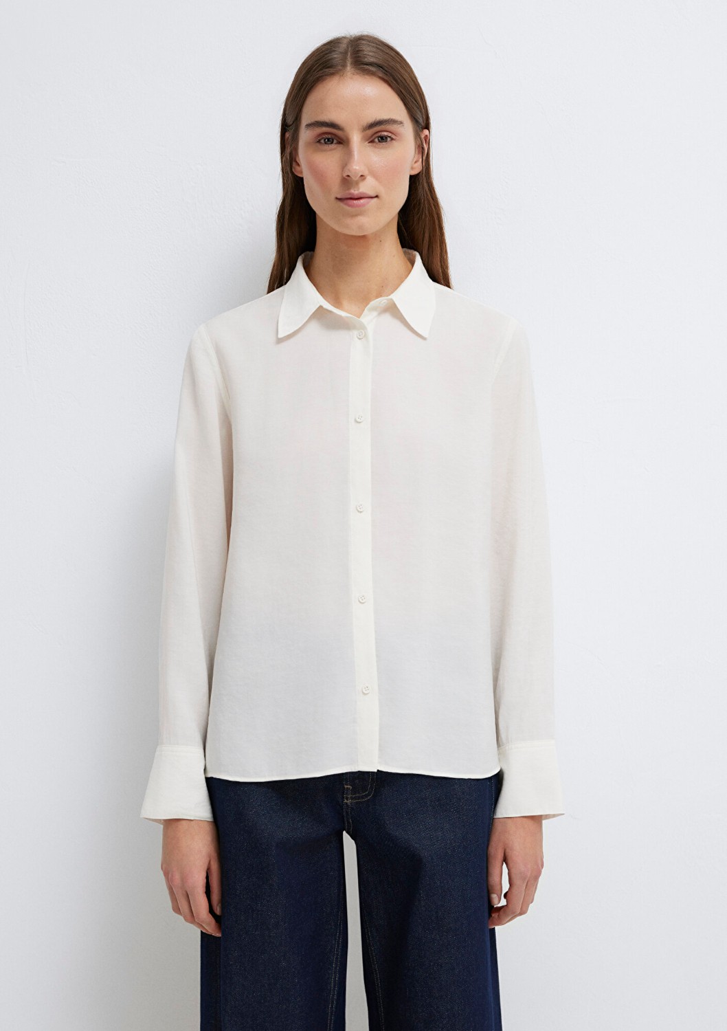 Mavi Ekru (TENCEL™) Liyosel Karışımlı Gömlek 1211374-70057 görsel 4