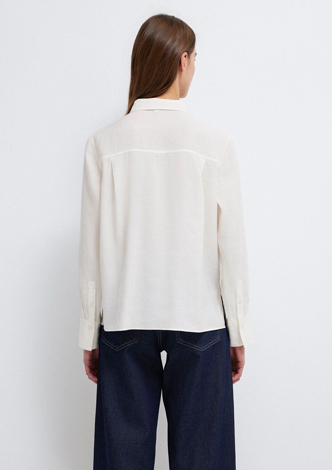 Mavi Ekru (TENCEL™) Liyosel Karışımlı Gömlek 1211374-70057 görsel 6