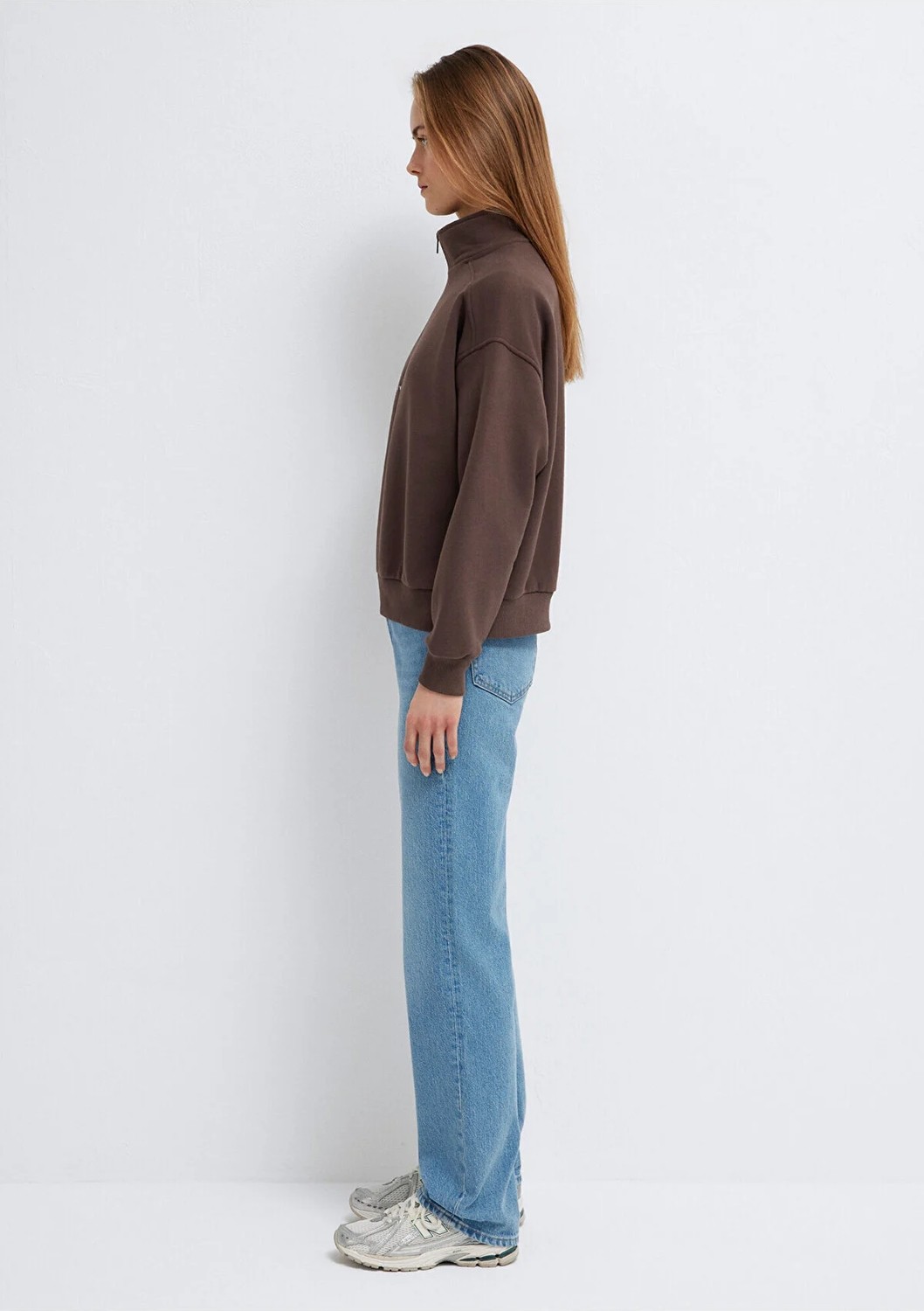 Mavi Mvjns Nakışlı Yarı Fermuarlı Kahverengi Sweatshirt 1S10533-71603 görsel 5